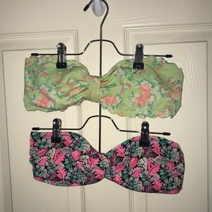 Two LA Hearts Floral Strapless Bikini Tops